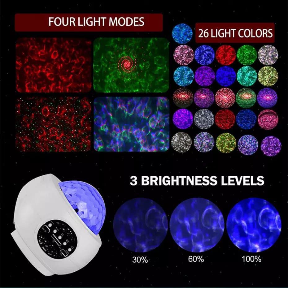 LED Star Ocean Wave Projector, Galaxy Starry Sky Projector Night Lamp With Music Bluetooth Speaker, Child Bluetooth USB Music Player Star Night Light, Romantic Projection Lamp For Kids LED Star Ocean Wave Projector, Galaxy Starry Sky Projector Night Lamp With Music Bluetooth Speaker, Child Bluetooth USB Music Player Star Night Light, Romantic Projection Lamp For Kids